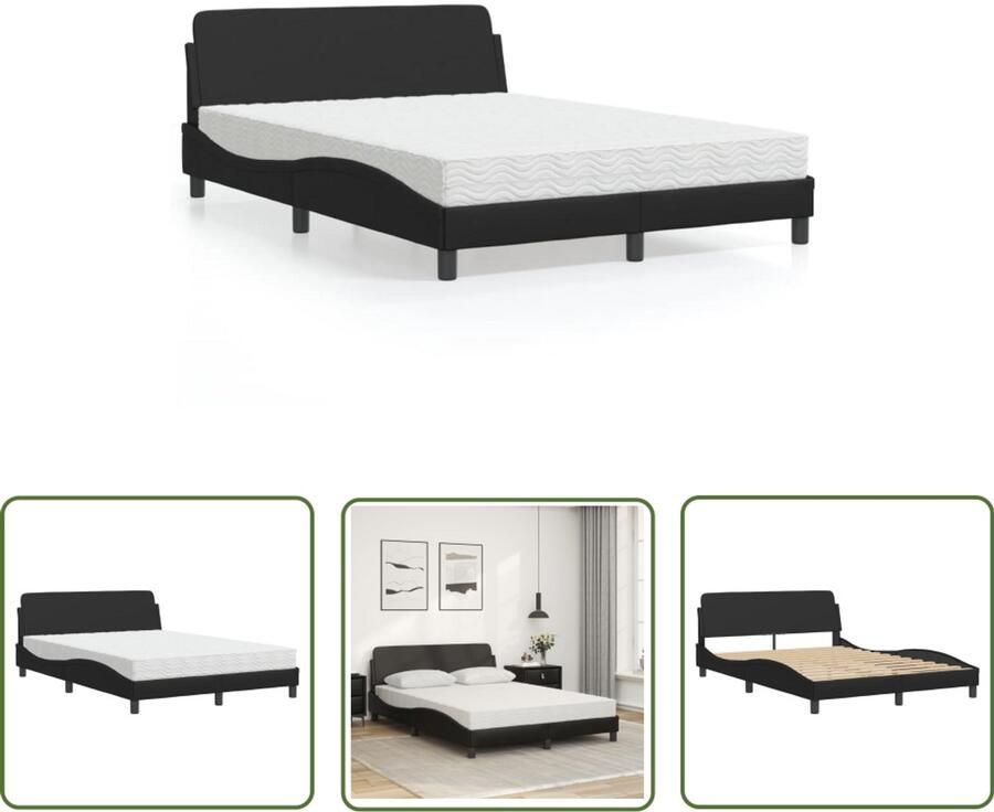 VidaXL Boxspring Slaapcomfort Bed met matras Dover kunstleer zwart 120x200 cm Tweepersoonsbed King Size Bed Modern Bed