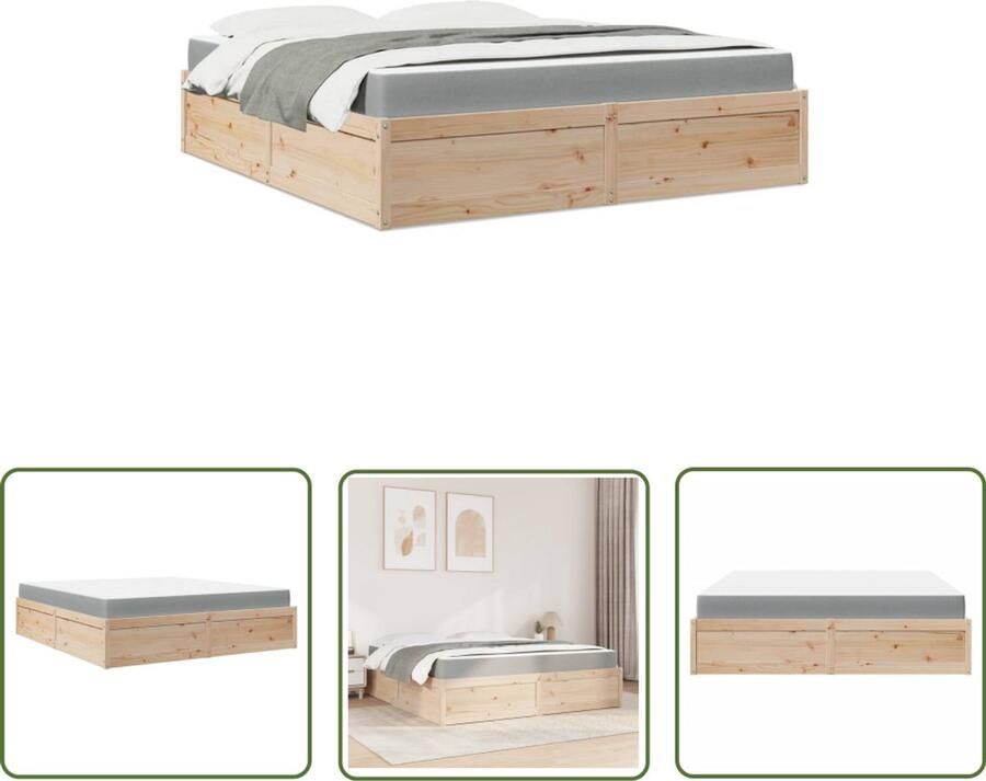 VidaXL Boxspring Slaapcomfort Bed met matras massief grenenhout 180x200 cm Tweepersoonsbed Grenenhouten Bed Houten Bed