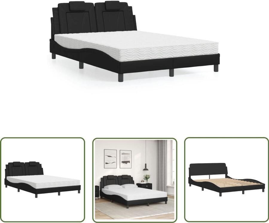 VidaXL Boxspring Slaapcomfort Bed Viana met matras kunstleer zwart 120x200 cm Tweepersoonsbed Kunstleder Bed Frame