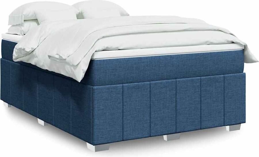 VidaXL Boxspring Stof Blauw 140x190 cm