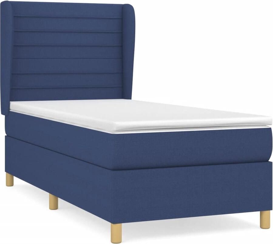 VidaXL Boxspring Stof Blauw 80x200 cm Boxspringbed Slaapcomfort Pocketveermatras Blauwe Boxspring Hoofdboard Leren Hoofdbord Bedroom Furniture