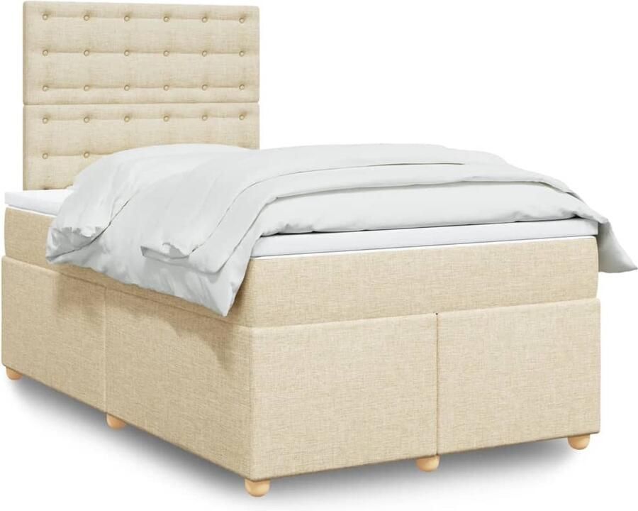 VidaXL Boxspring Stof crèmekleurig 120x200 cm