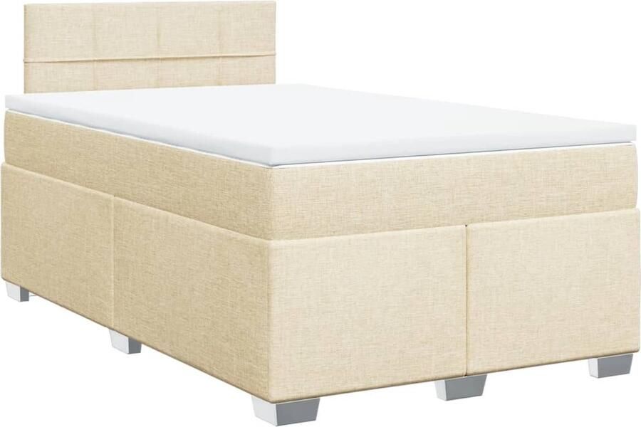 VidaXL Boxspring Stof Crèmekleurig 120x200 cm