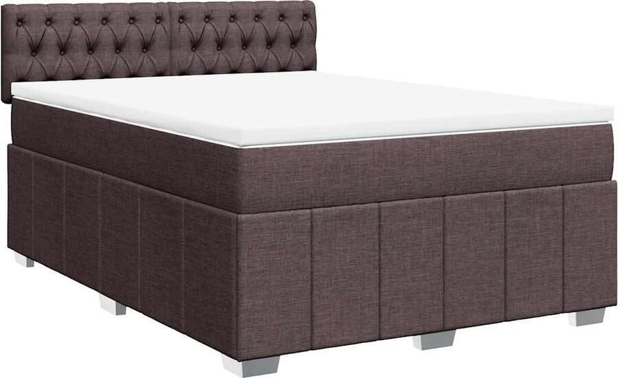 VidaXL Boxspring Stof Donkerbruin 140x190 cm