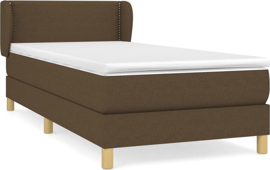 VidaXL Boxspring Stof Donkerbruin 90x190 cm Boxspringbed Donkere Bruine Bed Tweepersoonsbed Pocketveer Matras Middenhard Matras Hoofdbord Frame Bed - Foto 2