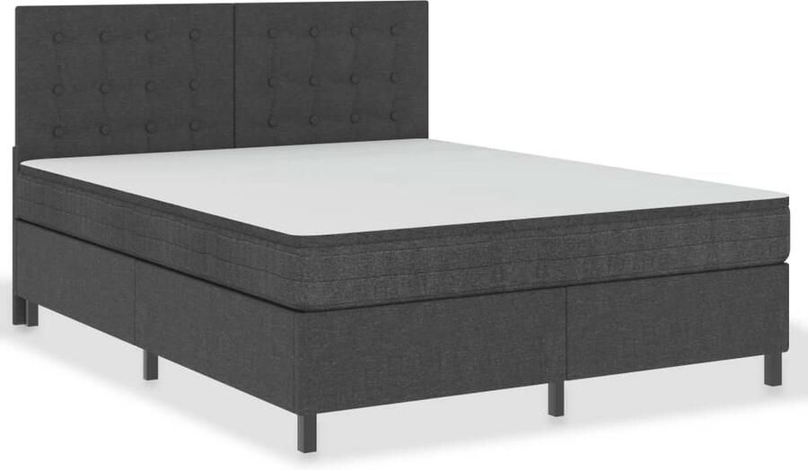VidaXL Boxspring stof donkergrijs 180x200 cm Boxspring Boxsprings Bed Frame Tweepersoonsbed Grijs Bed Boxspring Kopen Slaapkamer Meubels Comfortabel Bed Duurzaam Bed - Foto 2