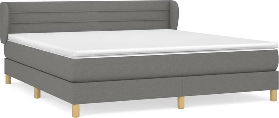 VidaXL Boxspring Stof Donkergrijs 180x200 cm Boxspringbed Donkere Kleuren Slaapcomfort Pocketveer Matras Middenhard Adjustable Headboard Frame Bed - Foto 2