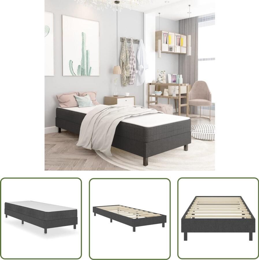 VidaXL Boxspring stof donkergrijs 90x200 cm Boxspring Tweepersoons Bed Boxspring Kopen Comfortabele Boxspring Grijs Boxspring Slaapcomfort Goedkope Boxspring Online Boxspring Bestellen