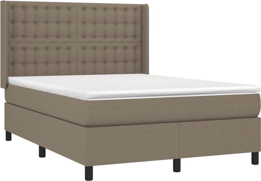 VidaXL Boxspring Stof Taupe 140x190 cm Boxspringbed Boxspring Slaapkamer Meubilair Tweepersoonsbed Bed Frame