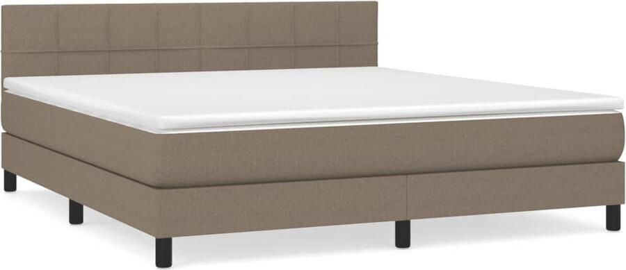 VidaXL Boxspring Stof Taupe 180x200 cm Boxspringbed Boxspring Slaapkamerinrichting Tweepersoonsbed Taupe Bed Met Hoofdbord Pocketed Spring Mattress - Foto 2