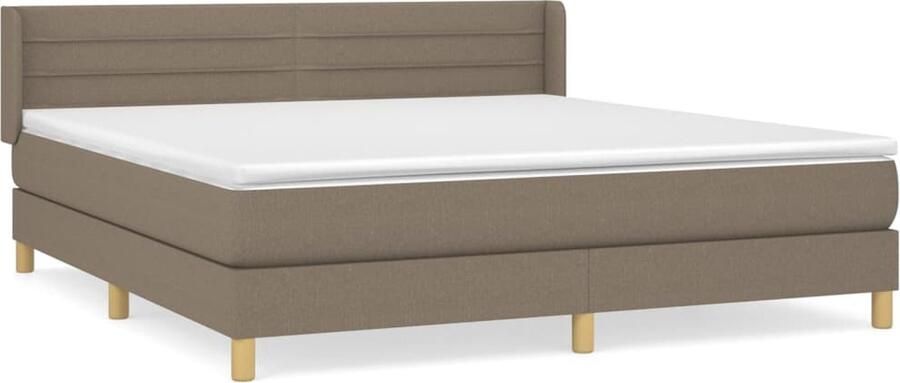 VidaXL Boxspring Stof Taupe 180x200 cm Boxspringbed Boxsprings Slaapkamer Meubels Tweepersoonsbed Taupe Bed Pocketed Spring Mattress Middelhard Matras - Foto 2