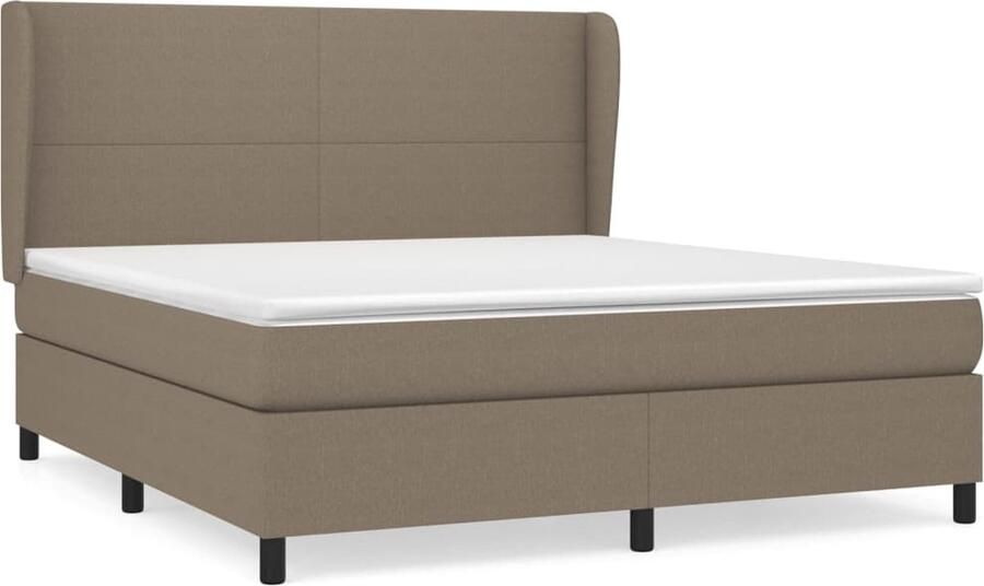 VidaXL Boxspring Stof Taupe 180x200 cm Boxspringbed Slaapcomfort Boxspring Tweepersoonsbed Taupecouleur Lederlook - Foto 4
