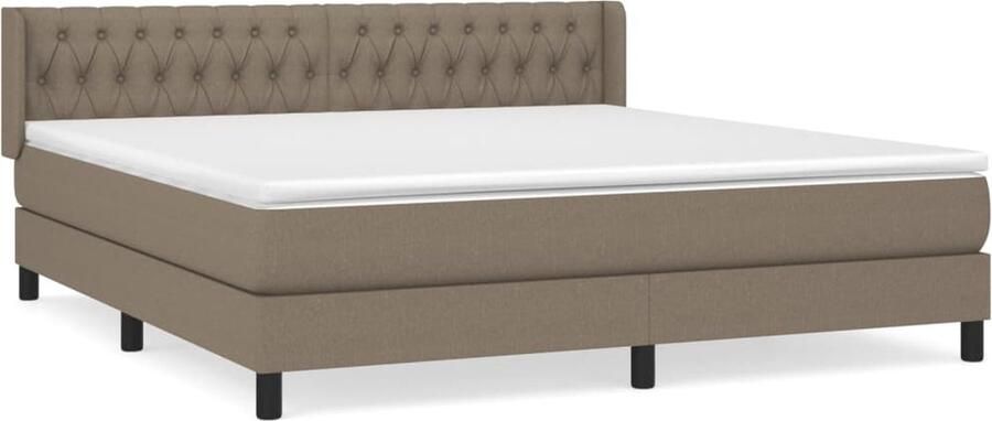 VidaXL Boxspring Stof Taupe 180x200 cm Boxspringbed Slaapcomfort Boxspring Tweepersoonsbed Taupecouleur Pocketing Matras Middenhard - Foto 2