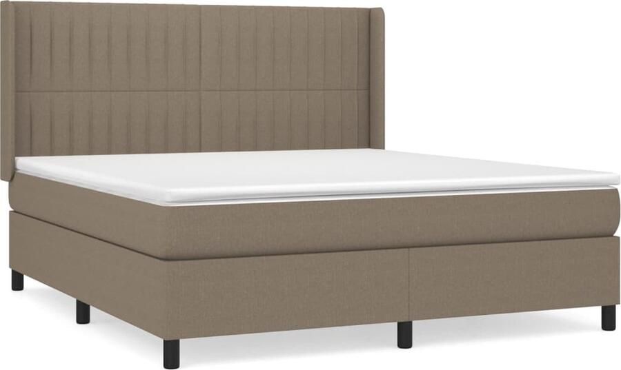 VidaXL Boxspring Stof Taupe 180x200 cm Inclusief Matras Boxspringbed Pocketvering Slaapcomfort Verstelbare Hoofdbord Duurzame Materialen Taupe Kleur - Foto 2