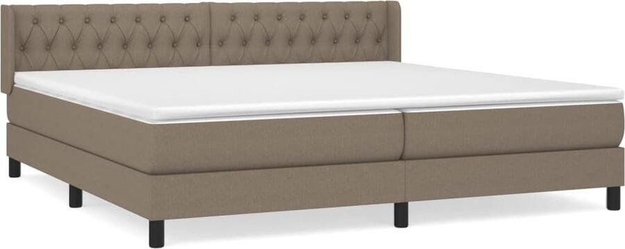 VidaXL Boxspring Stof Taupe 200x200 cm Boxspring Bed Tweepersoonsbed Slaapcomfort Pocketed Veren Taupecleur Houten Bedframe - Foto 2