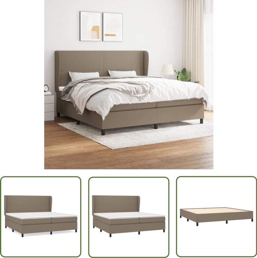 VidaXL Boxspring Stof Taupe 200x200 cm Boxspringbed Boxspring Tweepersoonsbed Slaapkamerinrichting Slaapcomfort Pocketed Verenmatras Mediumhard Taupec - Foto 3