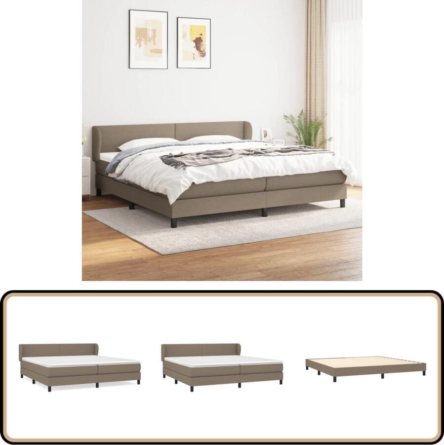 VidaXL Boxspring Stof Taupe 200x200 cm Boxspringbed Boxspring Tweepersoonsbed Slaapkamerinrichting Slaapcomfort Pocketed Verenmatras Mediumhard Taupec - Foto 2