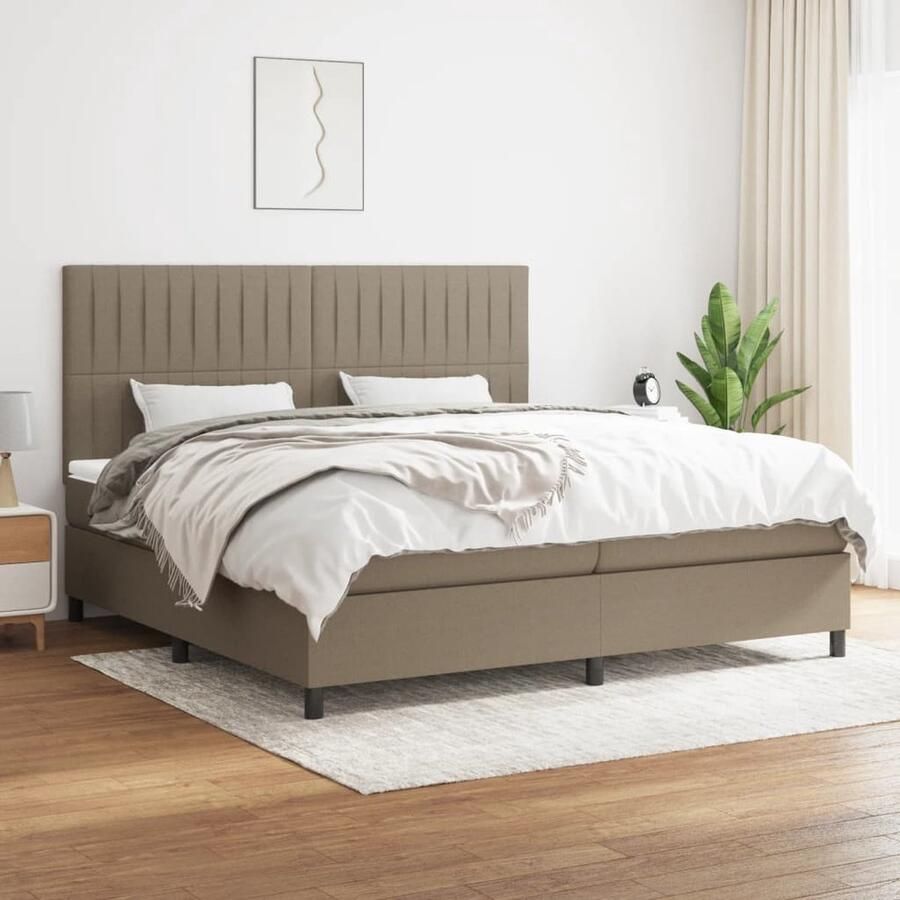 VidaXL Boxspring Stof Taupe 200x200 cm Boxspringbed Pocketveer Matras Verstelbare Hoofdbord Taupe Bed Slaapcomfort Bedroom Furniture - Foto 2