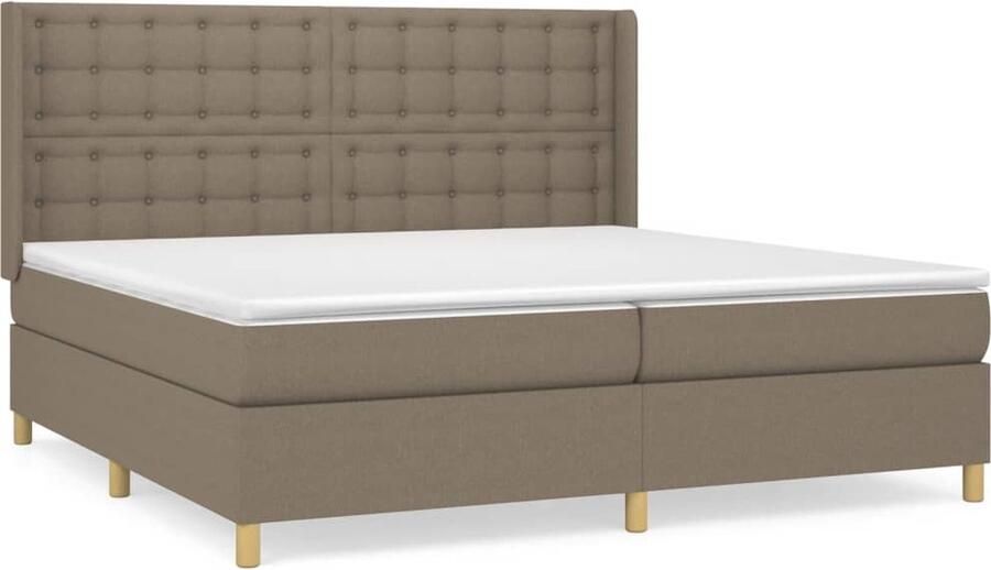 VidaXL Boxspring Stof Taupe 200x200 cm Boxspringbed Pocketvering Middelhard Boxsprings Slaapkamerinrichting Taupecleur Tweepersoonsbed - Foto 2
