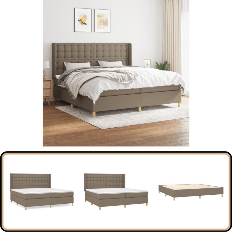 VidaXL Boxspring Stof Taupe 200x200 cm Boxspringbed Pocketvering Middelhard Boxsprings Slaapkamerinrichting Taupecleur Tweepersoonsbed