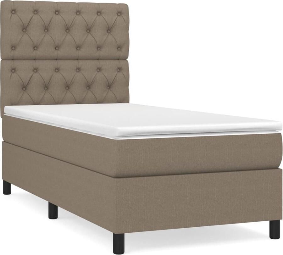 VidaXL Boxspring Stof Taupe 80x200 cm Boxspringbed Boxspring Bed Frame Tweepersoonsbed Taupeclub - Foto 2