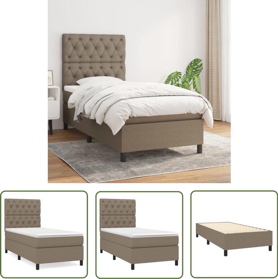 VidaXL Boxspring Stof Taupe 80x200 cm Boxspringbed Boxspring Bed Frame Tweepersoonsbed Taupeclub