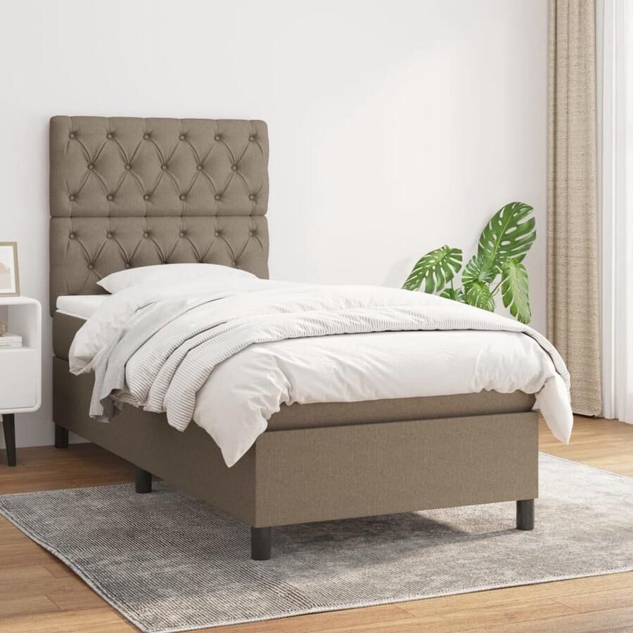 VidaXL Boxspring Stof Taupe 80x200 cm Boxspringbed Boxspring Bed Frame Tweepersoonsbed Taupeclub - Foto 3