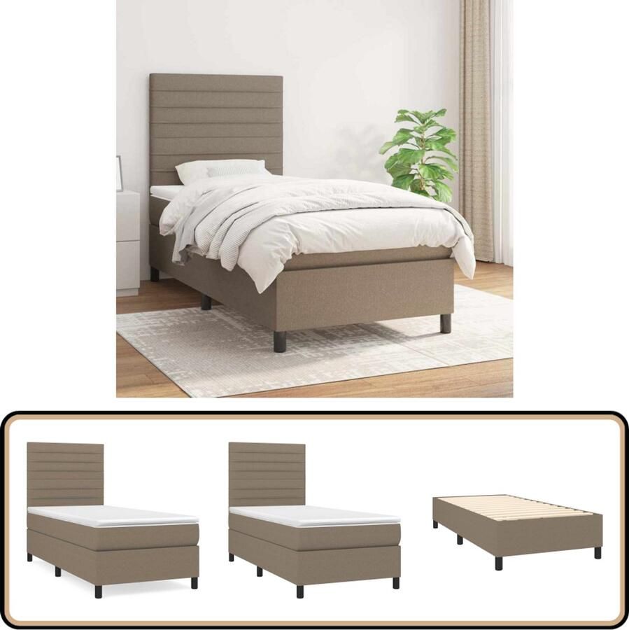 VidaXL Boxspring Stof Taupe 90x190 cm Boxspringbed Pocketvering Tweepersoonsbed Slaapkamerinrichting Taupecouleur