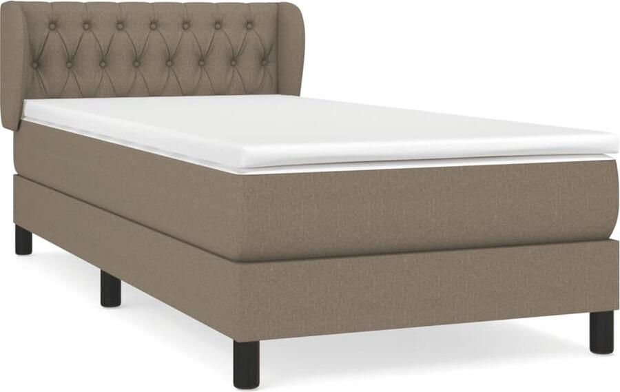 VidaXL Boxspring Stof Taupe 90x190 cm Inclusief Matras Boxspringbed Pocketvering Middelhard Taupecolor Slaapkamerinrichting Bed Frame Tweepersoonsbed - Foto 3