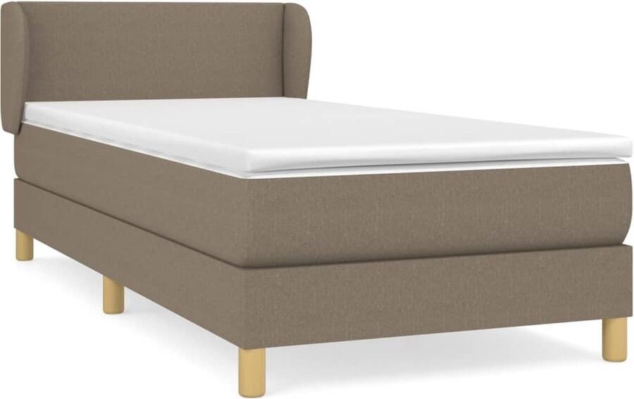 VidaXL Boxspring Stof Taupe 90x200 cm Boxspringbed Slaapcomfort Pocketveermatras Verstelbare Hoofdbord Taupe Kleur Stof - Foto 2