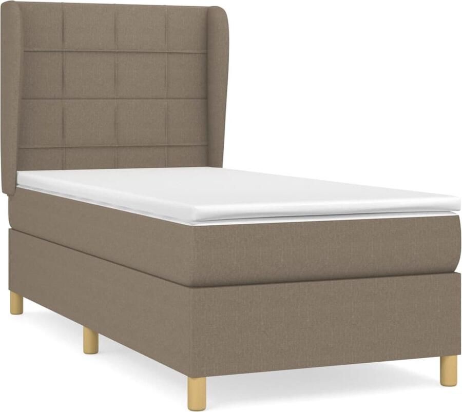 VidaXL Boxspring Stof Taupe Incl. Matras 90x190 cm Boxspringbed Pocketvering Taupecleur Tweepersoonsbed Bed Frame Hoofdbord Matras Overmatras Bedroom Furniture - Foto 2