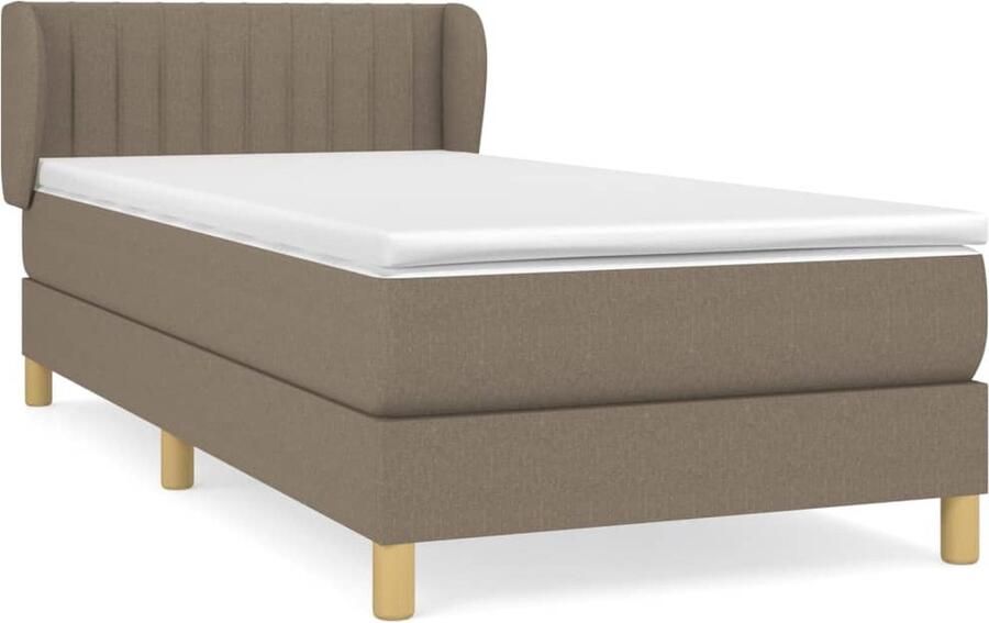 VidaXL Boxspring Stof Taupe Inclusief Matras 80x200 cm Boxspringbed Boxspring Tweepersoonsbed Pocketed Spring Mattress Medium Firm Mattress Taupes Kleur Houten Frame Bedroom Furniture - Foto 2