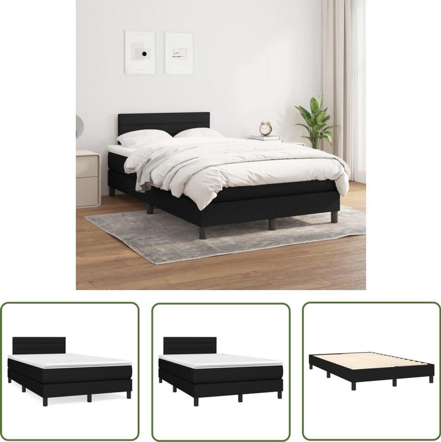 VidaXL Boxspring Stof Zwart 120x200 cm Boxspringbed Slaapcomfort Boxspring Tweepersoonsbed King Size Bed Zitzakken Design Meubels Bedroom Furniture