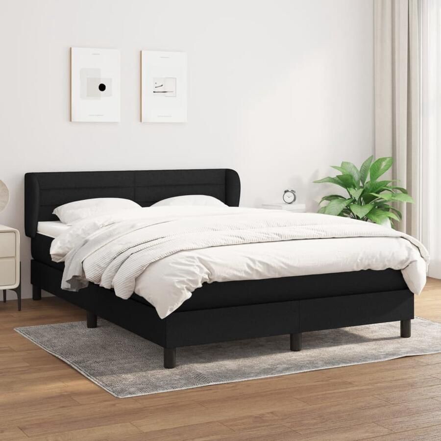 VidaXL Boxspring Stof Zwart 140x190 cm Boxspringbed Pocketvering Matras Midden Hard Zwarte Boxspring Slaapkamer Meubilair Tweepersoons Bed Luxe Bed Boxspring Frame - Foto 2