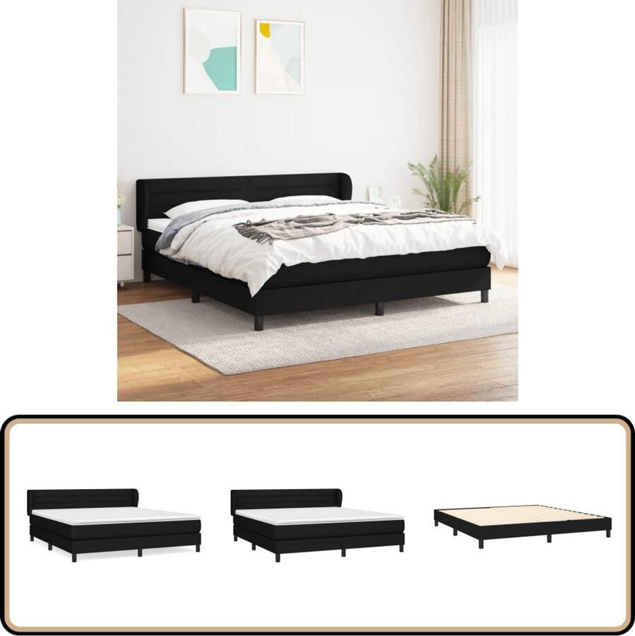 VidaXL Boxspring Stof Zwart 160x200 cm Boxspringbed Boxsprings Slaapkamerinrichting Tweepersoonsbed Zitzakken