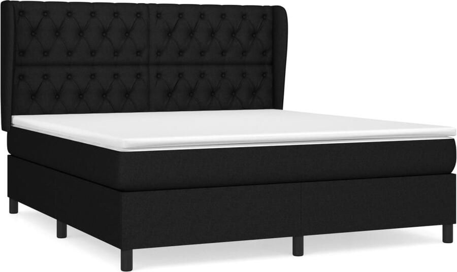 VidaXL Boxspring Stof Zwart 160x200 cm Boxspringbed Pocketvering Matras Middenhard Boxspring Bed Frame Hoofdbord Zware Onderstelling Slapen Relaxen Goede Nachtrust - Foto 2