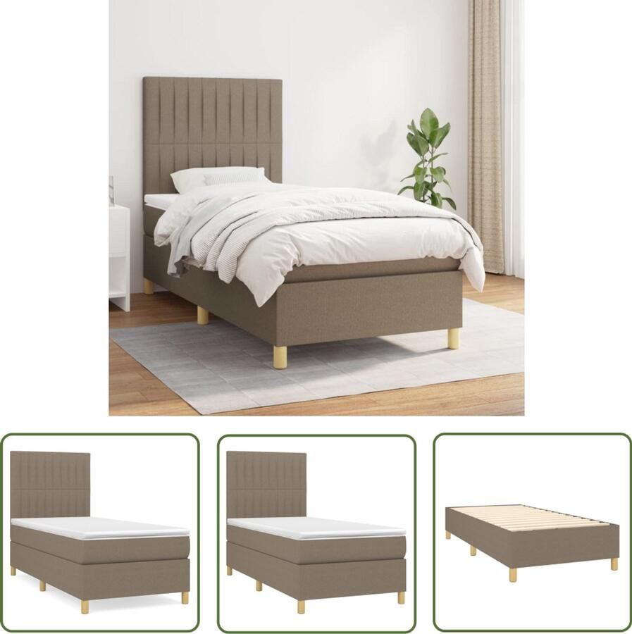 VidaXL Boxspring Met Matras Taupe 80x200 cm Boxspringbed Pocketveer Matras Middenhard Taupe Kleur Slaapkamer Meubels