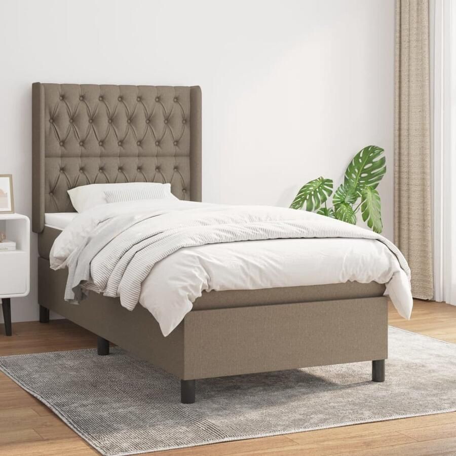 VidaXL Boxspring Taupe 90x200 cm Inclusief Matras Boxspringbed Boxspring Bed Frame Slaapkamer Meubels Tweepersoonsbed Taupecouleur Pocketing Matras Duurzame Materialen - Foto 2