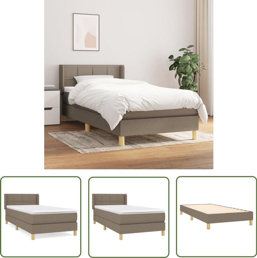 VidaXL Boxspring Taupe 90x200 cm Inclusief Matras Boxspringbed Pocketvering Middelhard Taupe Slaapkamer Meubilair Tweepersoonsbed Bed Frame