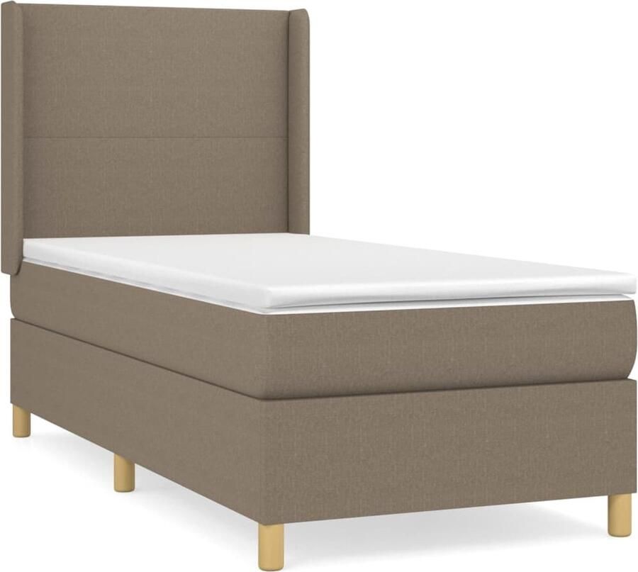VidaXL Boxspring Taupe 100x200 cm met Matras Boxspringbed Boxspring Tweepersoonsbed Stapelbed Bed Frame Taupecouleur Pocketed Veren Matras Middelhard Matras Hoofdbord - Foto 2
