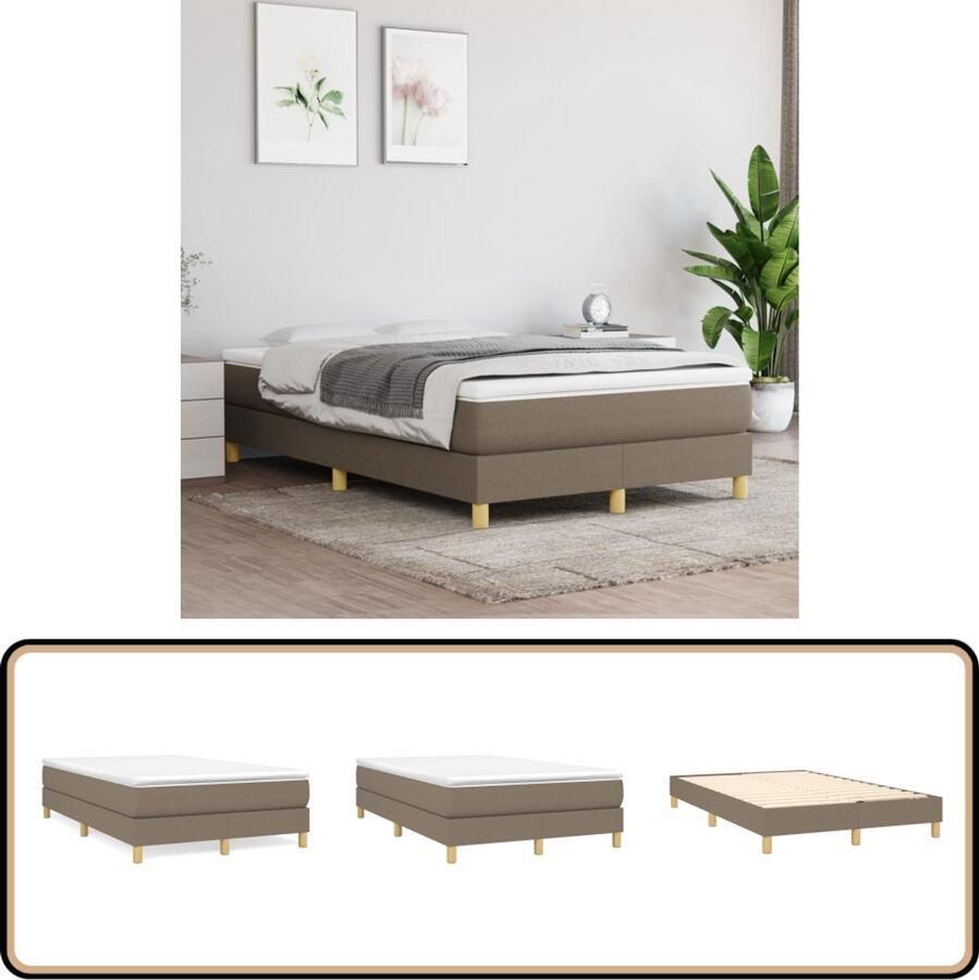 VidaXL Boxspring Taupe 120x200 cm Inclusief Matras Boxspringbed Boxsprings Tweepersoonsbed Slaapkamerinrichting Slaapcomfort Pocketveermatras Taupecouleur