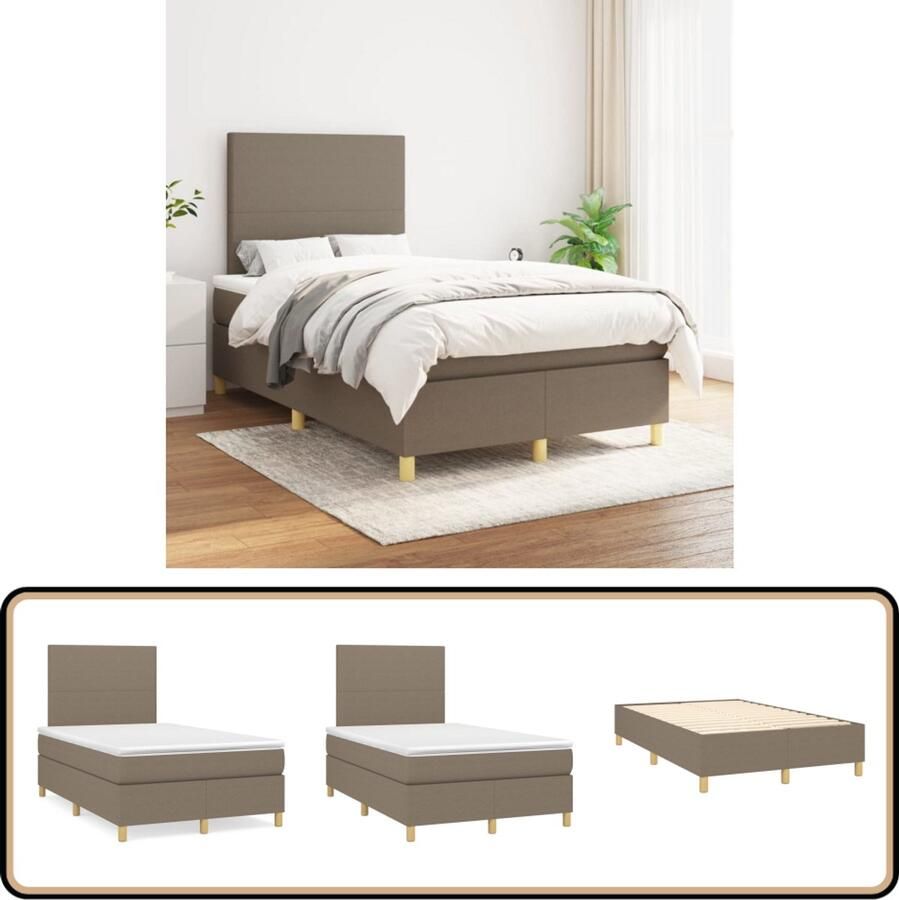VidaXL Boxspring Taupe 120x200 cm Inclusief Matras Boxspringbed Pocketvering Tweepersoonsbed Taupe Slaapkamerinrichting