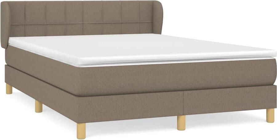 VidaXL Boxspring Taupe 140x200 cm Inclusief Matras Boxspringbed Verstelbare Hoofdbord Pocketvering Matras Middelhard Matras Duurzame Materialen Taupec - Foto 3