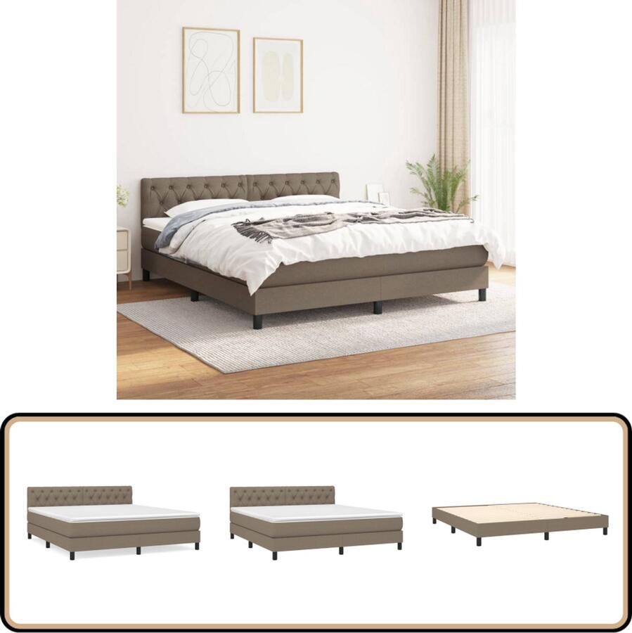 VidaXL Boxspring Taupe 160x200 cm Inclusief Matras Boxspringbed Boxspring Slaapkamerinrichting Tweepersoonsbed Bed Met Hoofdbord