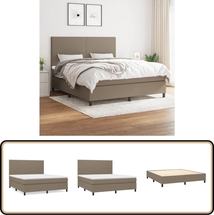 VidaXL Boxspring Taupe 160x200 cm Inclusief Matras Boxspringbed Boxsprings Slaapkamerinrichting Tweepersoonsbed Taupecouleur