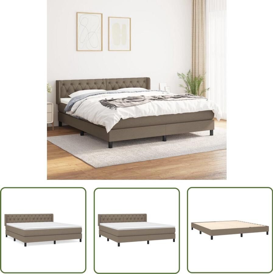 VidaXL Boxspring Taupe 160x200 cm Inclusief Matras Boxspringbed Slaapcomfort Boxspring Tweepersoonsbed Bed Frame Taupecouleur Lederlook