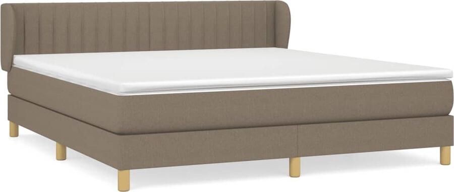 VidaXL Boxspring Taupe 160x200 cm Inclusief Matras Boxspringbed Boxspring Tweepersoonsbed Slaapcomfort Pocketveermatras Middenhard Matras Taupecleur Houten Bedframe - Foto 4