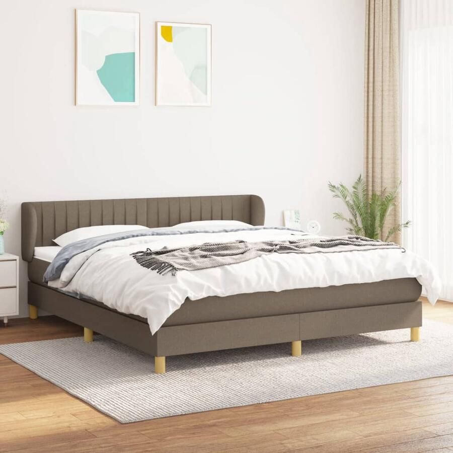 VidaXL Boxspring Taupe 180x200 cm Boxspringbed Slaapcomfort Pocketvering Verstelbare Hoofdbord Taupe Kleur Bedroom Meubels - Foto 2