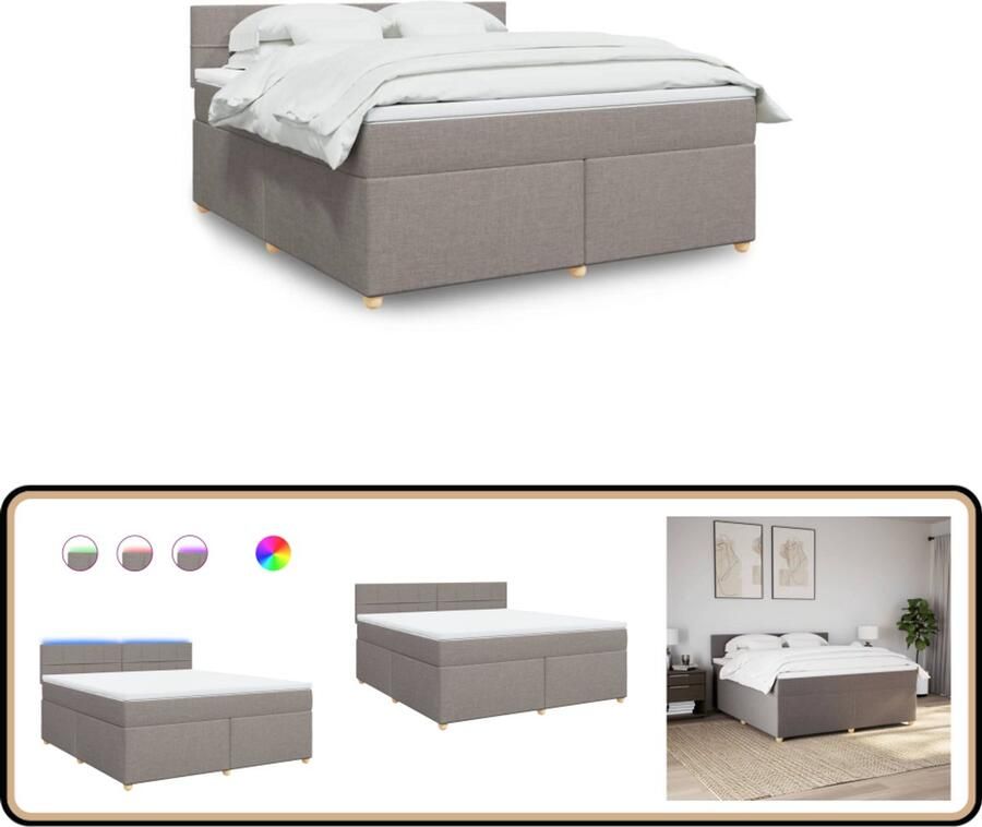VidaXL Boxspring Taupe 180x200 cm Incl. Matras Boxspring Boxspringbed Tweepersoonsbed Matras Stoffen Bed