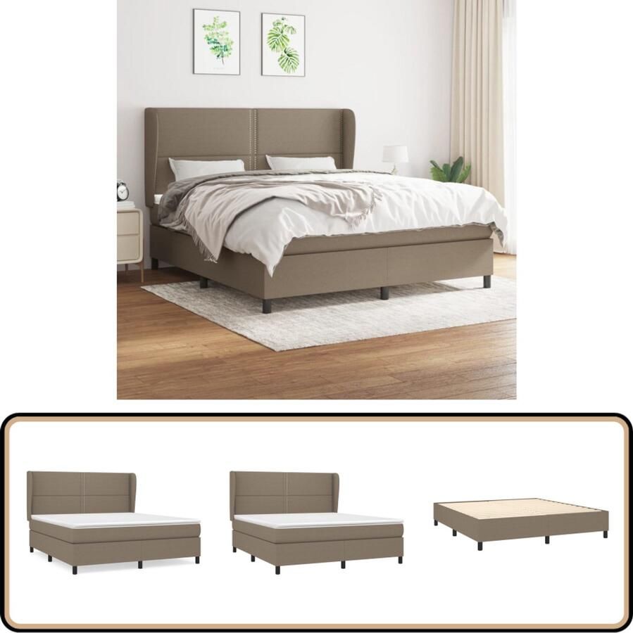 VidaXL Boxspring Taupe 180x200 cm Inclusief Matras Boxspringbed Bed Frame Tweepersoonsbed Slaapkamer Meubilair Taupecouleur